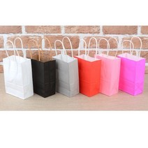 무지 컬러 종이 기본 종이가방 생일선물 페이퍼백 제로웨이스트 도매 포장, 중-연핑크