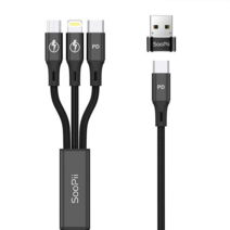 Soopii USB겸용 PD 3in1 동시 고속충전케이블 S07PDGD01, 30cm