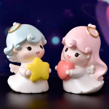 큐피트 천사 소녀 별 하트 미니어처 책상 소품, 민트