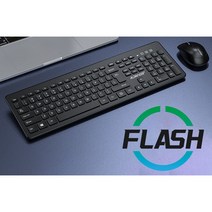 플래시샵 무소음키보드 슬림 무음 키보드 인체공학적 설계 빠른 반응 안정적인 연결 104키 내마모 문자 게임 기능 오피스 기능, 블랙 무선