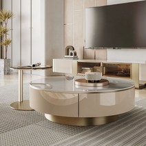 이태리식 럭셔리 암반 거실장 티 탁자 테이블 티타늄 스테인레이스 강화유리, 거실장. 2.4m