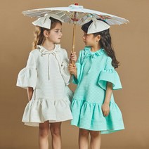 퍼키 도트릴리 원피스 여아 아동 키즈 셔링 리본 체크 드레스