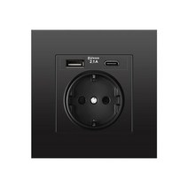 소켓 세트 Eu 블랙 레트로 토글 벽 조명 스위치 벨트. USB 충전 골동품 소켓. 220V1gang2way 속도 제어, 08 EU Type-C socket