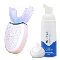 BRAND 마우스 피스 U자형 자동 미백 전동 칫솔 핸즈프리, 화이트ㅣ성인용