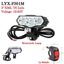 12v-85v 전기 오토바이 빛 30w led 모터 자전거 자전거 램프 오토바이 차량 헤드 라이트 조명 스쿠터 액세서리, f301m-1pc 스위치