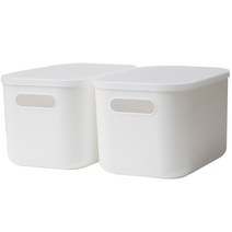 가규 라운드 리빙박스 S, 화이트(본체) + 투명(뚜껑), 2개