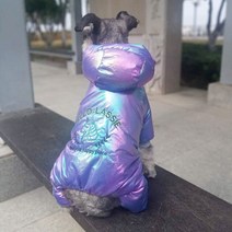 강아지 겨울 옷 티셔츠 애견의류 개 소형 개를위한 두꺼운 양털 작업복 Windproof Dog Hooded Parka 고급 디자이너 Shih Tzu Jumpsuit Onesie, 23.Dream색상blue - L