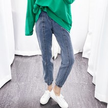 더탑 여성용 여름 절개 조거 청바지