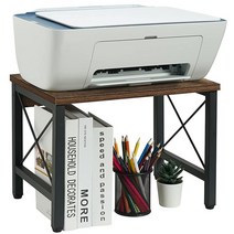 Giikin 가정 및 사무실용 빈티지 프린터 스탠드 프린터 팩스 기계 스캐너 파일 책 사무용품 러스틱 우드 선반 테이블 책상 (앤티크 브라운) 114118, Antique Brown
