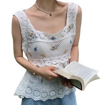 탱크 탑을위한 여성 니트 작물 조끼 복고풍 소매