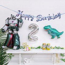 로봇 은박 풍선 입체 장식 소품 변신 생일 홈 파티 용품, 로봇 풍선 - 그린