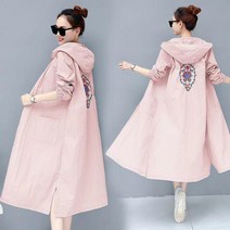 토파즈 JK1722 여자 여름 봄 가을 긴팔 자외선 차단 경량 아웃도어 후드 미디 롱 바람막이 빅사이즈 아우터 집업 자켓