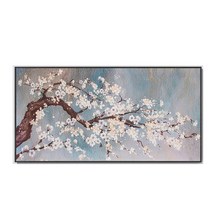 지폐저금통 인테리어저금통 돼지 흰색 연꽃 캔버스 손으로 그린 유화 추상 질감 그림 풍경 식물 잎 벽 예술, 189.150x220cm No Frame  G