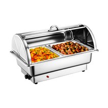 업소용 음식 워머 전기 히터 예식장 뷔페 케이터링 푸드, 2칸 13리터 투명 커버 전기 가열판 600W