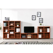 서재형 거실 인테리어 바퀴 이동형 와이드 책장 세트 디자인 사무실, 블랙아카시아