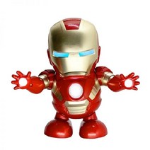 춤추는아이언맨 아이언맨 장난감 전참시 스윙과 춤 아이언 맨 로봇 어린이 아기 빛나는 전기 점프 디스코 소년과 소녀 0-1 세, 춤추는 아이언맨 노래 없음, 배터리 버전 무료 일회용 배터