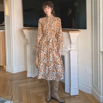 노이디제이 프릴넥 레트로 플레어 원피스 INO338A