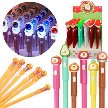 신기한 귀여운 아이스크림 우주인 과일 스마일 특이한 LED 라이트 후레쉬 랜턴 볼펜 다기능 단색 멀티 펜, mc508 과일들, 1개
