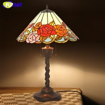 윤식당 스테인글라스조명 스테인드 글라스 스테인드글라스 조명 스테인드글라스재료 FUMAT 테이블 램프 레트로 아트 장식 장미 거실 LED 사무실 스튜디오 스탠드 침대 옆