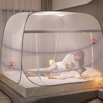 반디 침대 원터치 모기장 텐트 사각 접이식 바닥 해충 전면 그물망, 킹/슈퍼킹