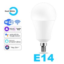 코번트 15W 와이파이 원격 제어 스마트 전구 B22 E27 LED RGB 램프 Alexa Google 홈 85-265V 화이트 디밍 가능 타이머 기능, E14 CW, CHINA_light bulb x 1 pcs
