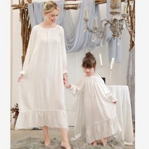 맘커플 모녀 시밀러룩 원피스 아빠아들 엄마랑딸 아기랑 커플룩 가을 가족 의상 공주 Nightdress 면화 잠옷 궁전 스타일 긴 소매 가정 서비스 드레스 Pijamas A420