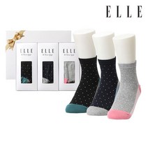 ELLE 여성 도트 블록 단목 3족양말 선물세트 EE13004S3