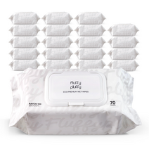 플러피플러피 생분해 프리미엄 엠보싱 유아물티슈 캡형, 20팩, 70매