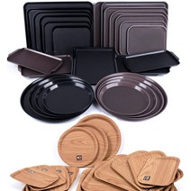 사각 논슬립 쟁반 업소용 카페 서빙 식당 원형 손잡이 쟁반 트레이, 논슬립일식쟁반-검정