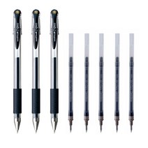 유니볼 시그노 캡볼펜 0.28mm 펜3+리필5 세트 UM-151-28, 블랙