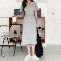 여자 여름 임부복 카라넥 롱원피스