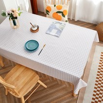 캐프마켓 방수 체크 격자 테이블보 사각 원형 식탁보, 브라운 4인용 120 x 160 cm