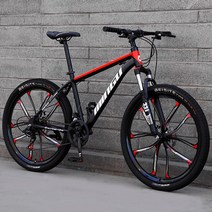 ( MTB 산악자전거 ) 24/26인치 27단 입문용 크로스컨트리 자전거, 26인치, 10포크 에디션 - 블랙레드