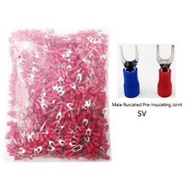 1000PCS 터미널 블록 포크 타입/U 타입 절연 압착 단자 라인 코 전기 커넥터 케이블 사전 절연 조인트, 01 빨간_03 2-4