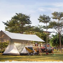 홀리데이 타프 스크린 렉타 헥사 타프쉘 블랙코팅타프 실 카크닉 레이 차박 텐트 나는차였어, 카키 타프+폴대, 4mx3m