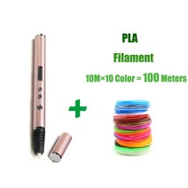 3D 펜 RP900A DIY 3D 인쇄 드로잉펜, 핑크-PLA 필라민트 10M x 10컬러