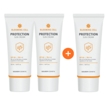 블루밍셀 프로텍션 톤업 미백 밀착 선크림 선블록 SPF 50+/PA++++ 백탁없는 유분적고 끈적임없는 선크림 자외선차단제 2+1