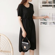 플랜데이 여름 허리스트링 반팔 골지 원피스