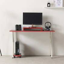 알파 1인용 노트북 컴퓨터 게임 철제다리 PC 책상 데스크 1200, 레드화이트