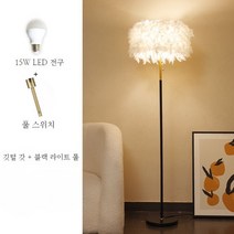 깃털 플로어 램프 현대 간단한 침실 침대 옆 먹이 북유럽 그물 유명인 공주 방 거실 아름다움 테이블, F