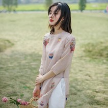 여름 시원한 80수 모시 루즈핏 중국 생활 한복 저고리 블라우스 셔츠