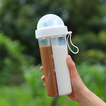 반반 텀블러 2중 휴대용 뚜껑 빨대, 화이트600+컵브러시+빨대브러시
