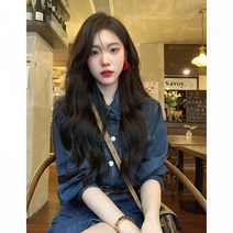 2022년 올봄 여성 프렌치 티타임 첫사랑 여성복 유니크한 디자인 데님 원피스