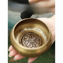 명상종 그릇 싱잉볼 명상도구 부처님 요가 산스크리트, 직경은 약 9cm - 검정색 구리 밑창