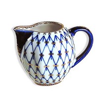 (D) Royalty Porcelain Russian Saint Petersburg Lomonosov Cobalt Net Blue Creamer, 1