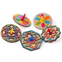 하다니 미술샘 MDF 전통문양 팽이, 2단 팽이-1번 문양, 1인용 개별포장