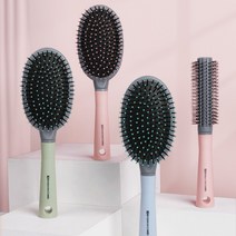 곱슬머리 전용 헤어 브러쉬 빗 세트 머리빗 3종 세트 롤빗 패들 두피, 블루 3종세트