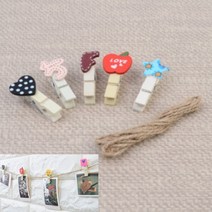 나무집게 마끈 세트 러브 10P 카드장식집게 메모걸이집게, 영문 14P