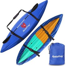 Rosefrey 카약 커버 액세서리 패들 홀더가있는 두꺼운 방수 카누 야외 보관용 자외선 방지 방진 낚시 보트, 파란색(420D 농축), 10.8-12피트 카약에 적합