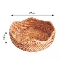 등나무 정리 수납 과일 바구니 빵 바구니 사탕 간식 등나무 수납 바구니 과자 접시 바구니, 웨이브 라지 29*10cm